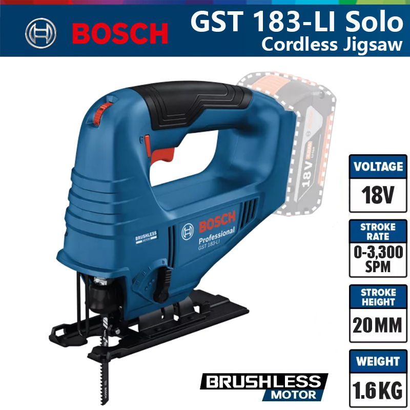 Woodworking Multi Tool - บ๊อช GST 183-LI เลื่อยจิ๊กซอว์ไฟฟ้าแบบมืออาชีพ เลื่อยจิ๊กซอว์ไร้สาย 18V