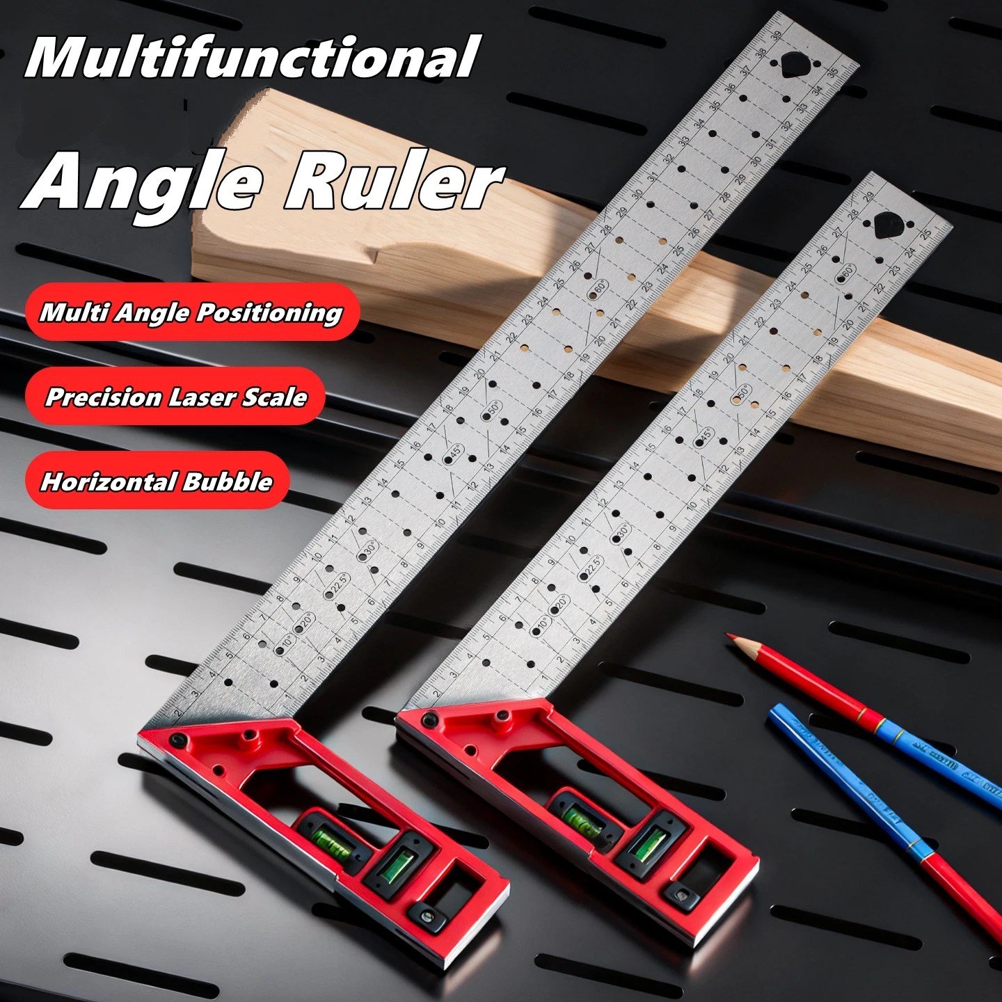 Woodworking Multi Tool - ไม้บรรทัดวัดมุมงานไม้แบบปรับตำแหน่งได้รวดเร็ว ไม้บรรทัดวัดมุมฉากโลหะสำหรับงานช่างไม้ ไม้บรรทัดวัดมุมฉากสแตนเลส เครื่องมือวัดมุมหลายองศา