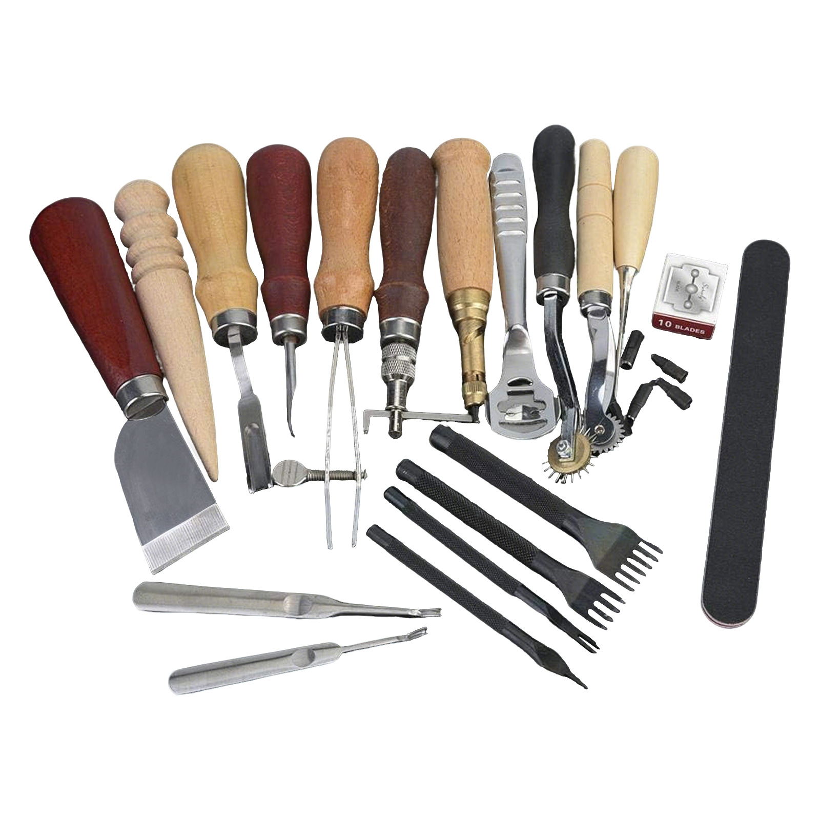 Woodworking Edge Trimmer - ชุดเครื่องมือหนัง 19 ชิ้น ชุดงานฝีมือหนังสำหรับเย็บ ตัด เจาะ