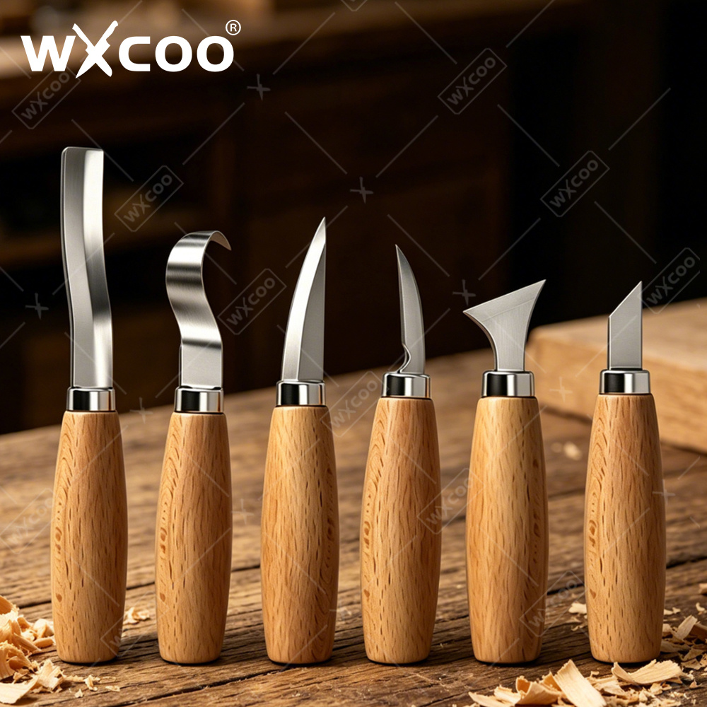 Woodworking Company - มีดแกะสลักไม้ WXCOO แบบโค้งมน สำหรับงานแกะสลัก ทำช้อน เหมาะสำหรับมือใหม่และช่างไม้มืออาชีพ